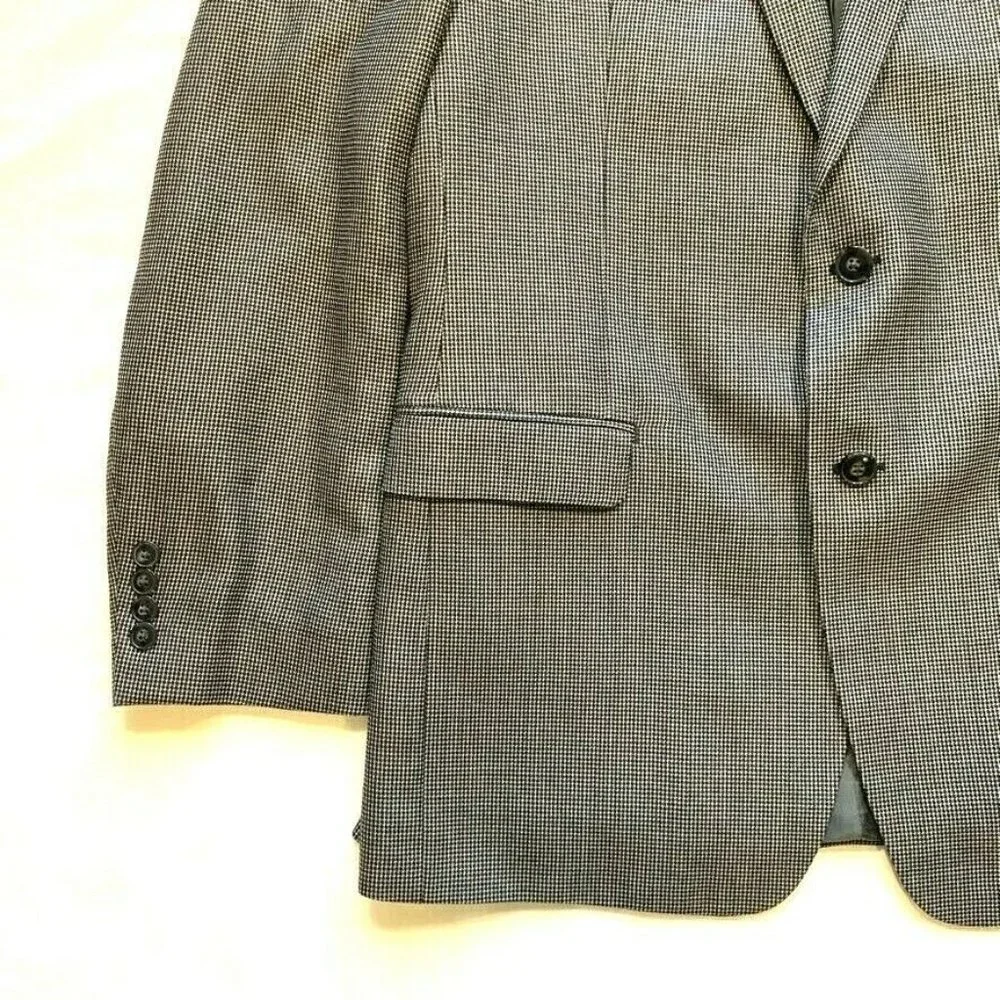 Calvin Klein Nailhead Silk‎ Wool Blazer Sport Jacket Coat Two Button 40L EUC